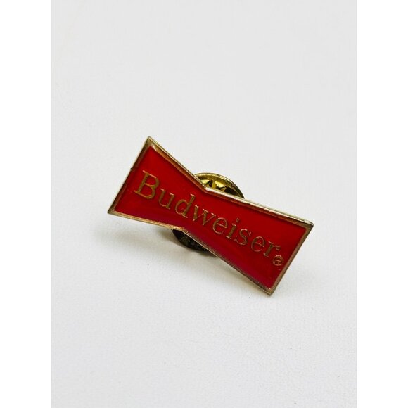 Budweiser Red & Gold Enamel Lapel Pin With Bowtie Logo Design In Black Gift Box - Picture 2 of 4